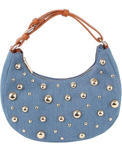 Denim LOVE Studded Shoulder Bag Hobo LY132 DENIM